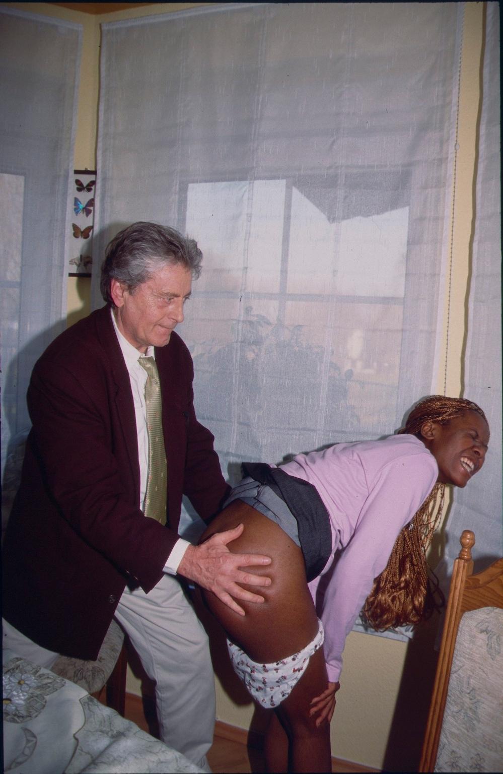 15P Black girl caning and palm spanking of ebony slaveslut
