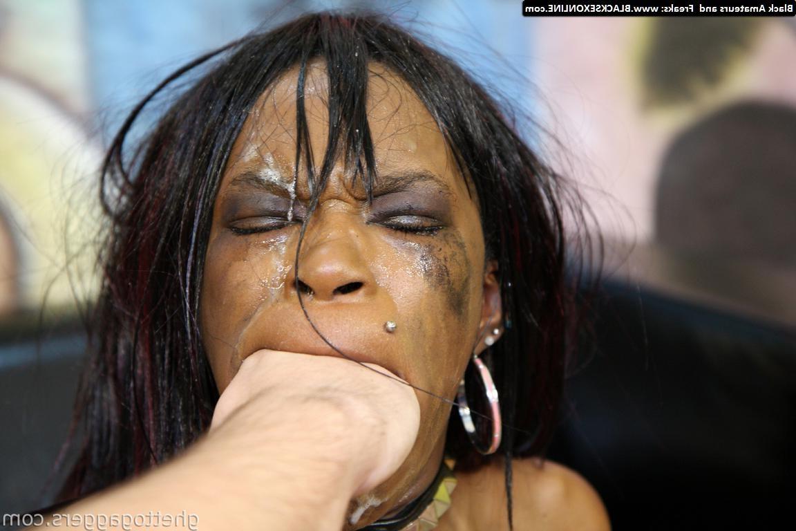 20P Black Ghetto tramp is clobbered by 4 horny and crazy white dudes