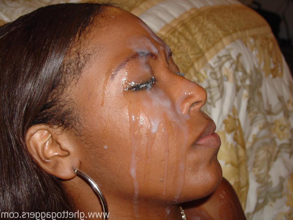15P Ebony cutie is blasted by pearly white man goo