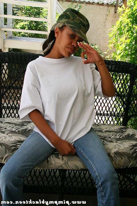 16P Petite light skinned black teen teases in front of the camera