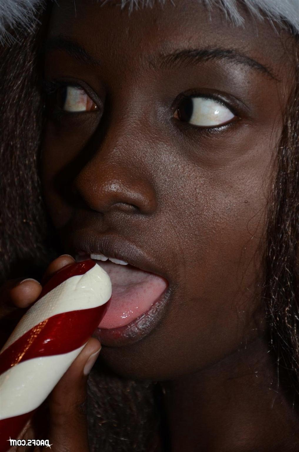 12P Naughty Black Babe Getting Kinky With Candy Cane