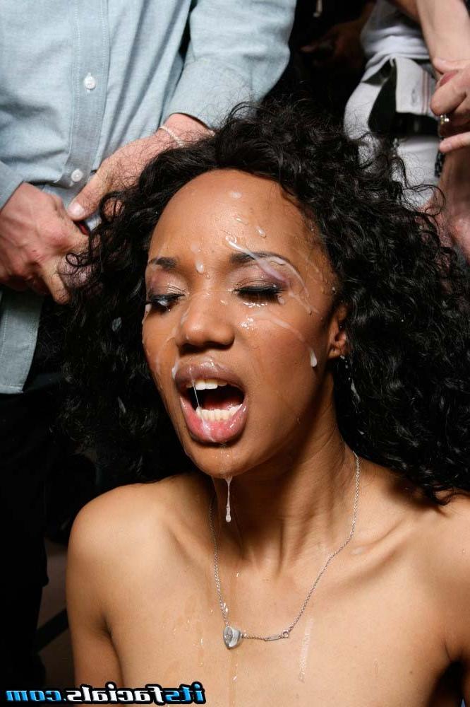 16P Sexy ebony babe in hot hardcore group fuck and facial