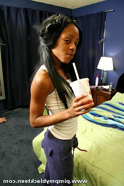 16P Tight body ebony babe gets a huge black cock drilling