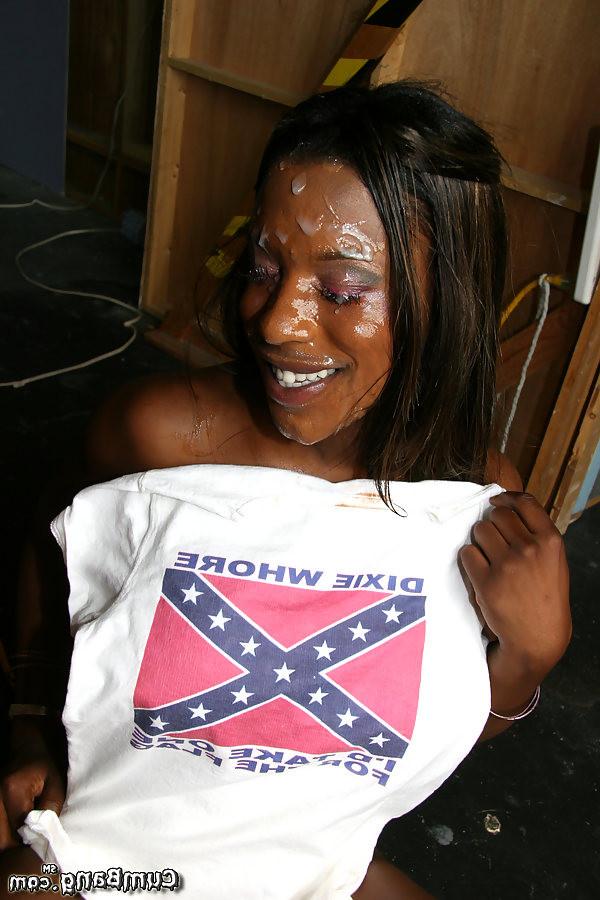 20P huge titted ebony gets blowbanged and bukkaked by whites