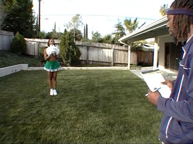 16P Hot Black cheerleader spreads asshole and trys out for the team