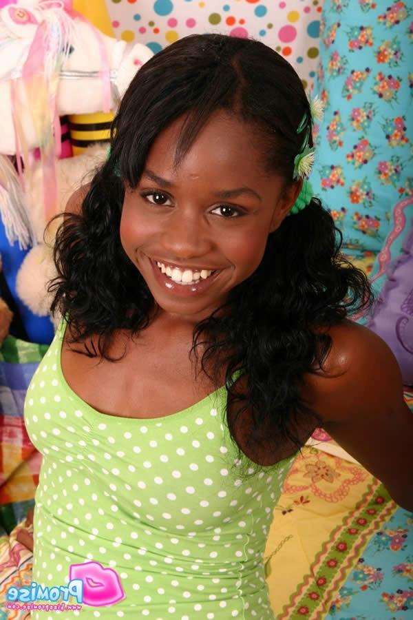14P Ebony teen kiss promise blowing bubbles in her room
