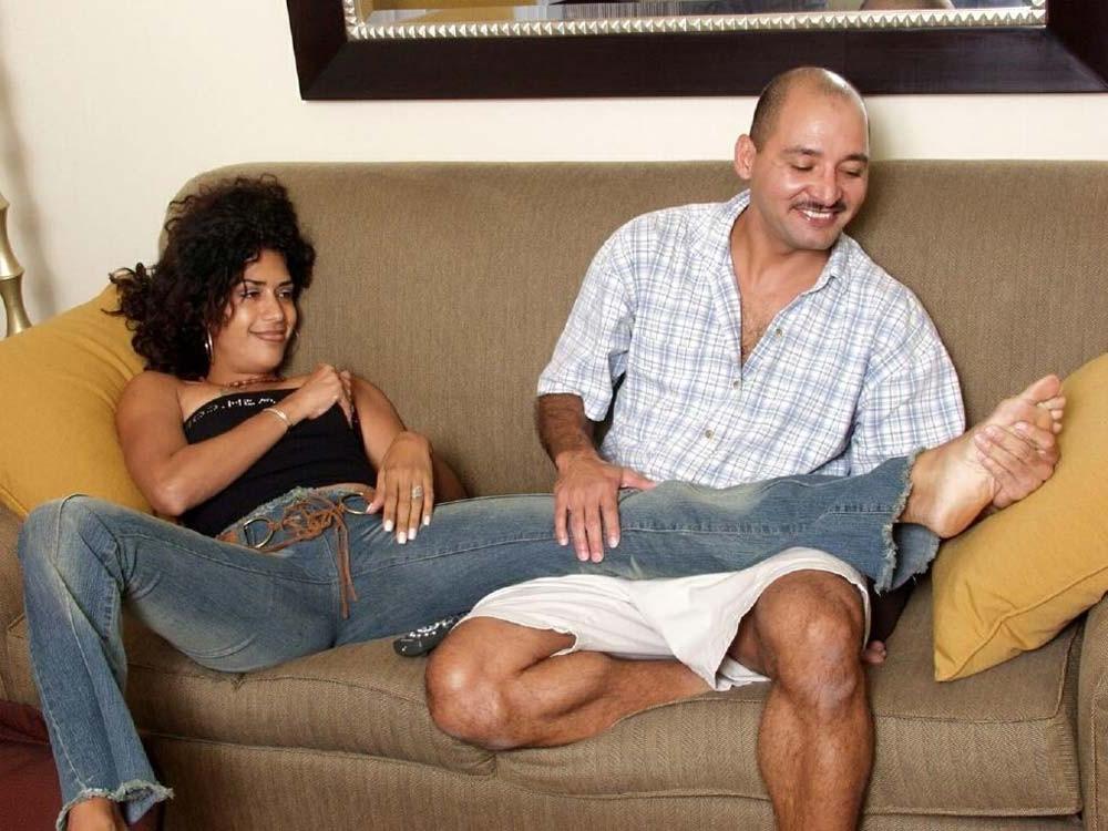 20P Pussy licked and pounded horny ebony babe on a couch
