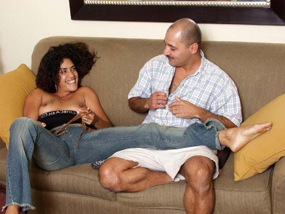 20P Pussy licked and pounded horny ebony babe on a couch