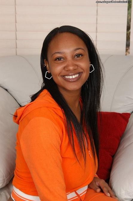 16P Innocent ebony amateur girl shows her teen pussy /