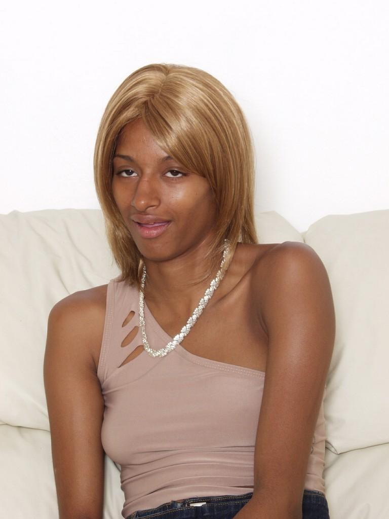 20P Amateur ebony babe strip teasing and spreading her pussy