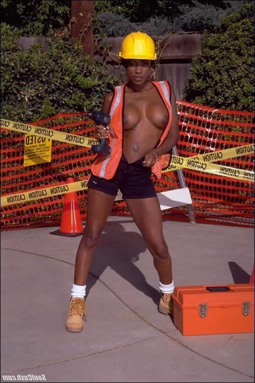 15P Busty black girl toying outside on the street