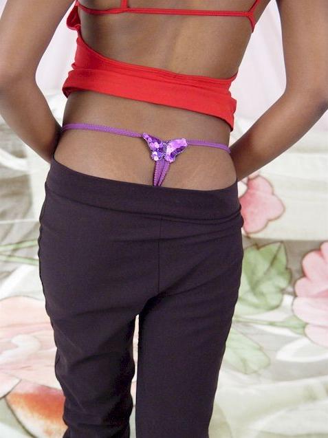 16P Ebony cutie with pierced nipples and shaved pussy