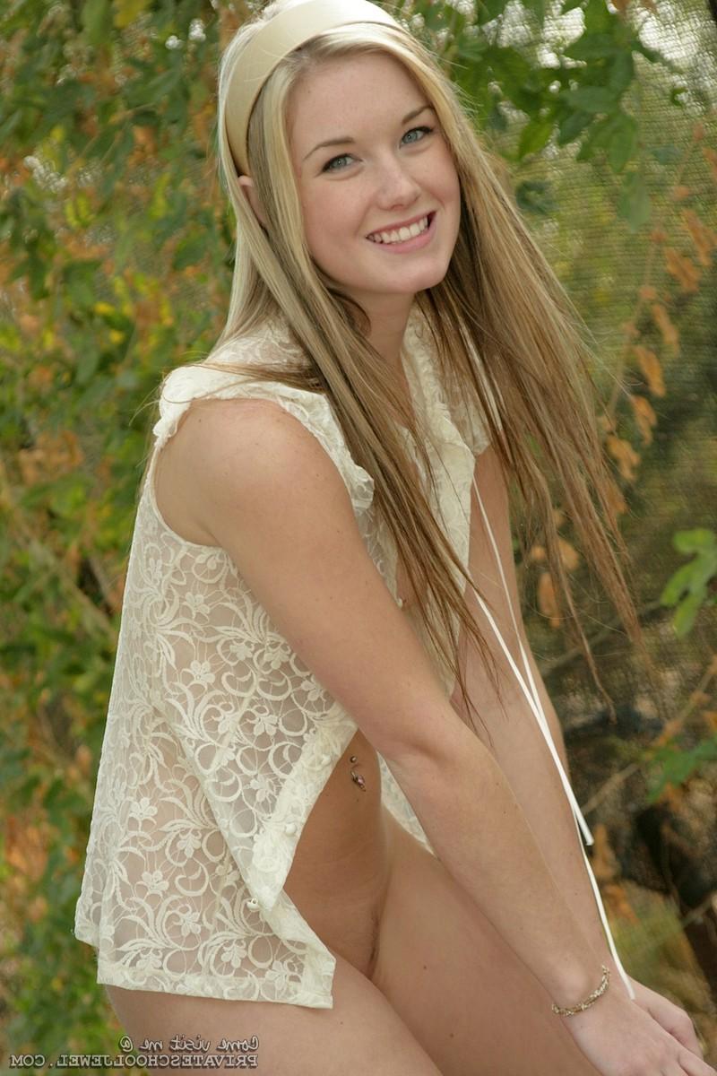 15P Cute teen small tits naked in nature