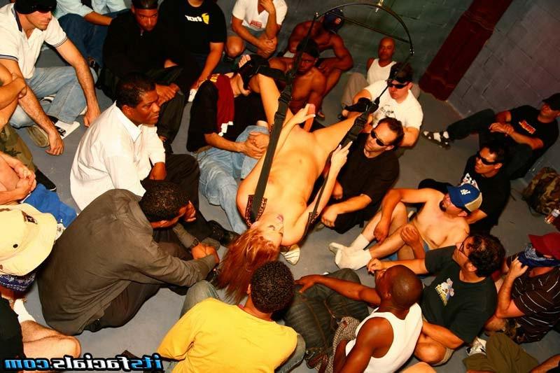 17P Blonde babe slut cumshot facial in bukkake hardcore