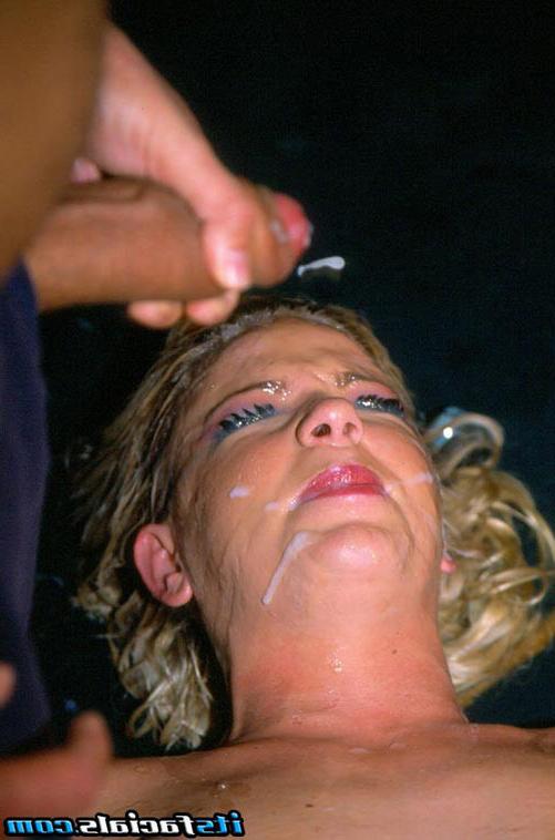 17P Blonde in sexy lingerie and stockings bukkake facial fetish