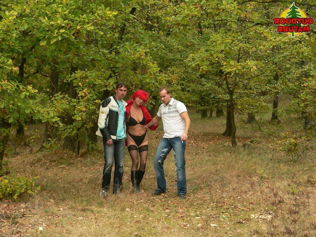 16P This is one hot mature threesome in the woods