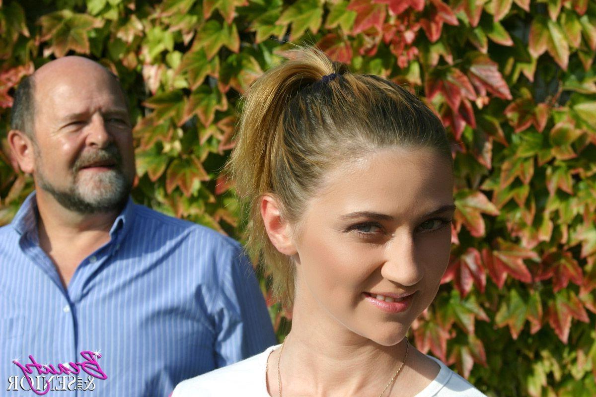 14P Horny beauty fucked outdoor by an horny grandpa