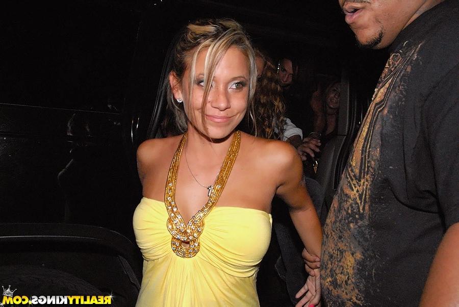 14P Hot blond and sexy brunet do two dudes in the vip section hot blond with huge as