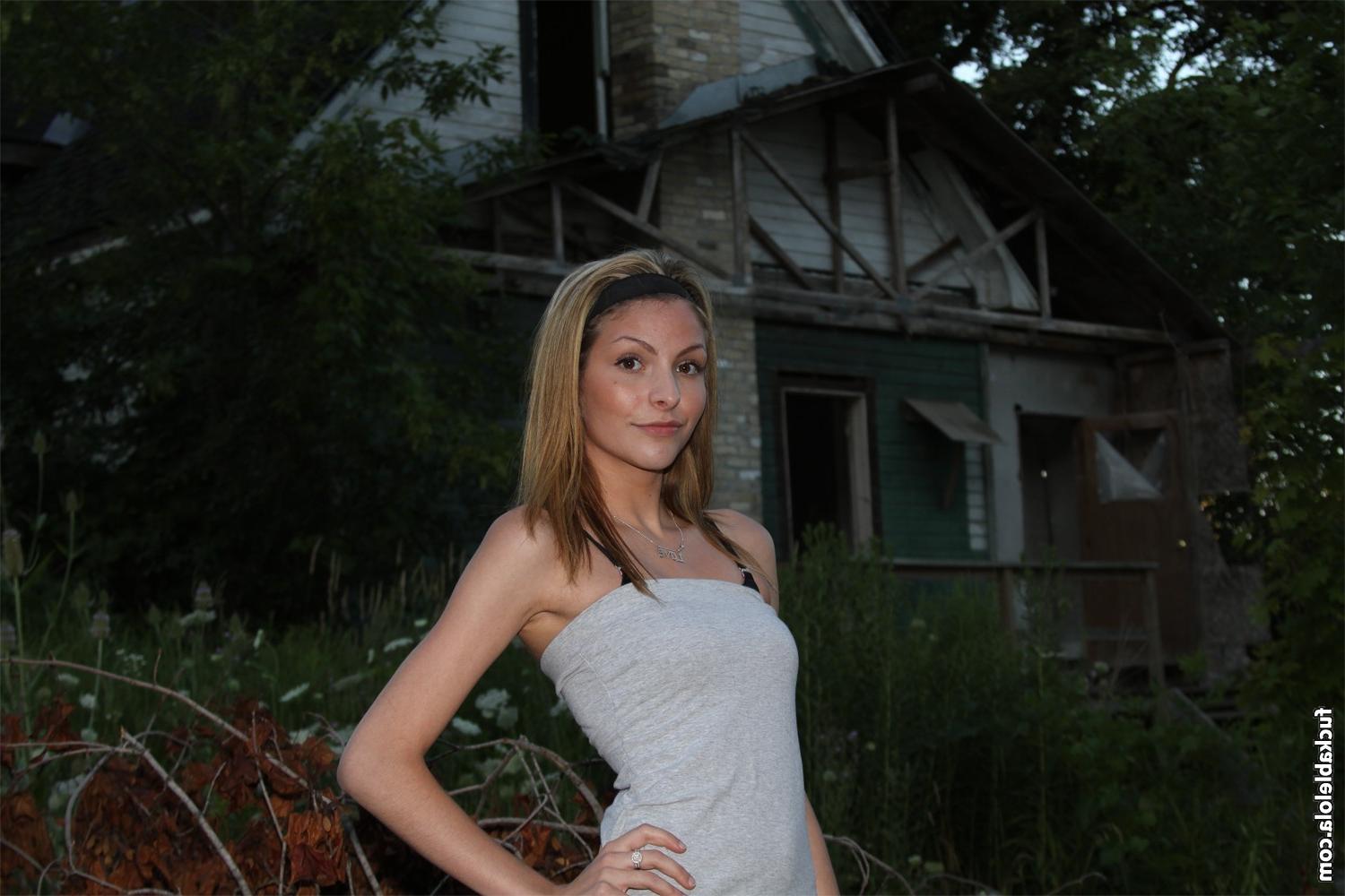 16P Slim teen with small tits trespassing at haunted house