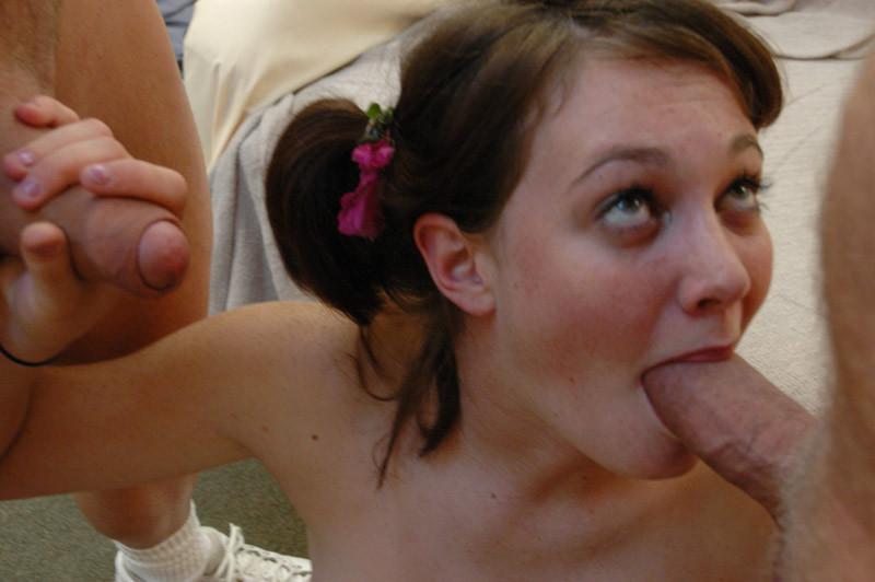 16P Brunette teen in threesome hardcore