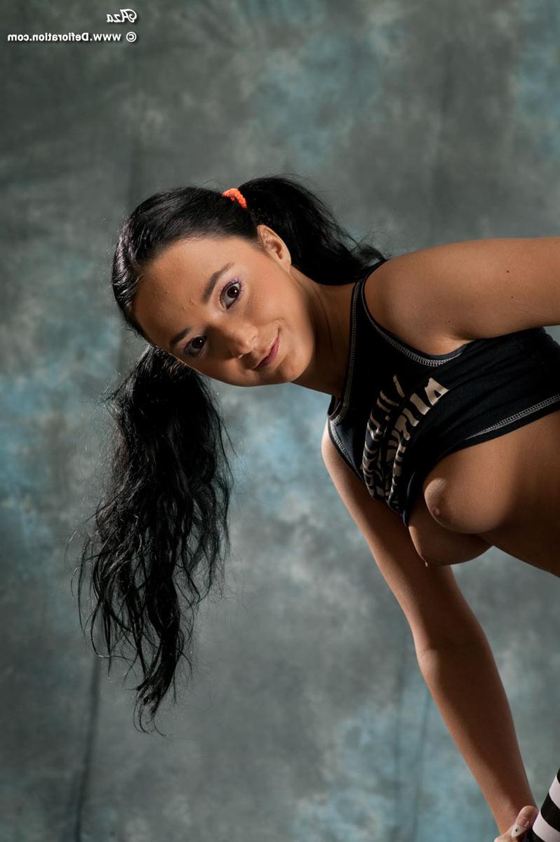 16P Gorgeous petite small breasted pigtails teenie Aza posing nude for the camera