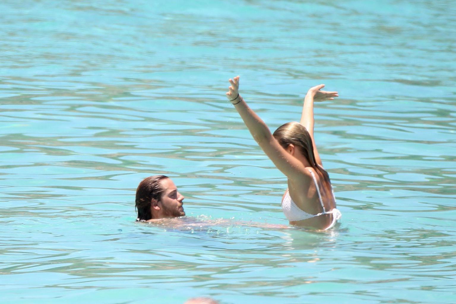 16P Margot Robbie getting ass groping in tiny white bikini