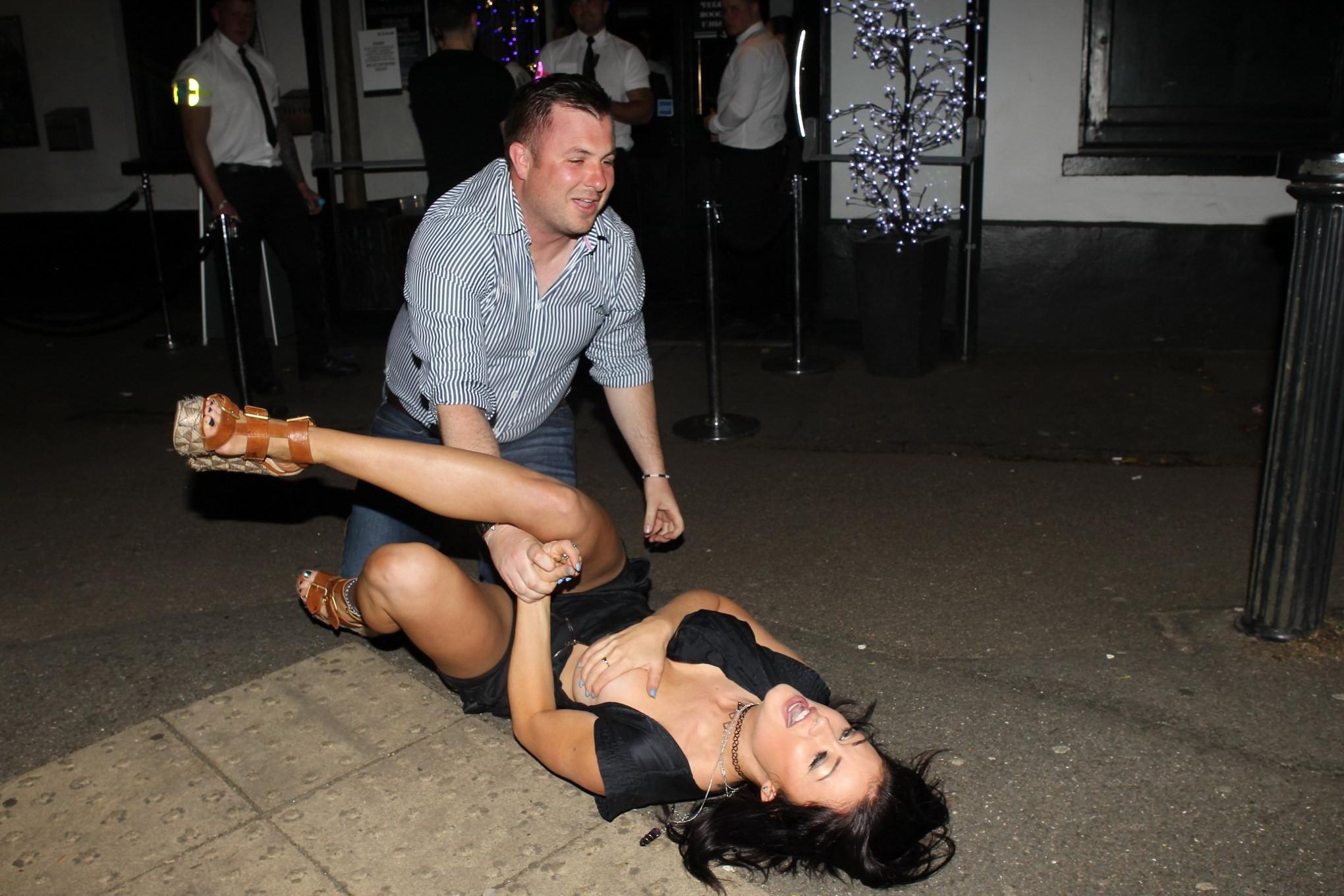 16P Jess Impiazzi drunken shows off her huge boobs and gets licking and groping in p