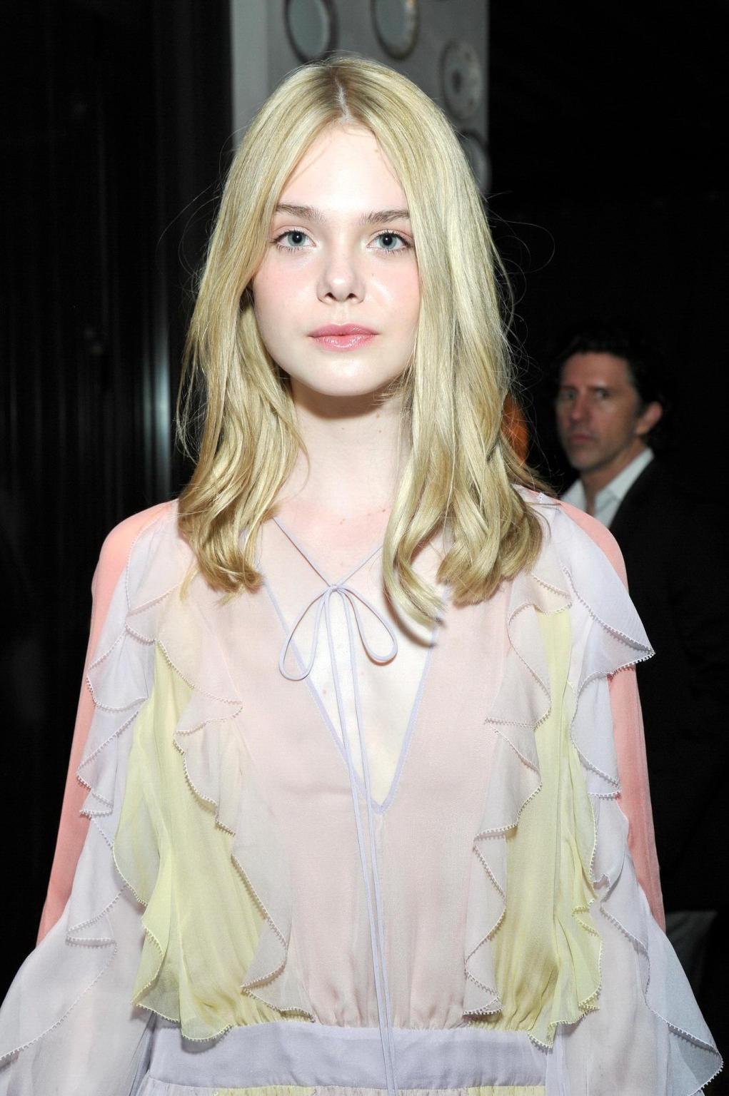 16P Elle Fanning braless wearing a sexy dress at the 8th Annual Women in Film PreOsc