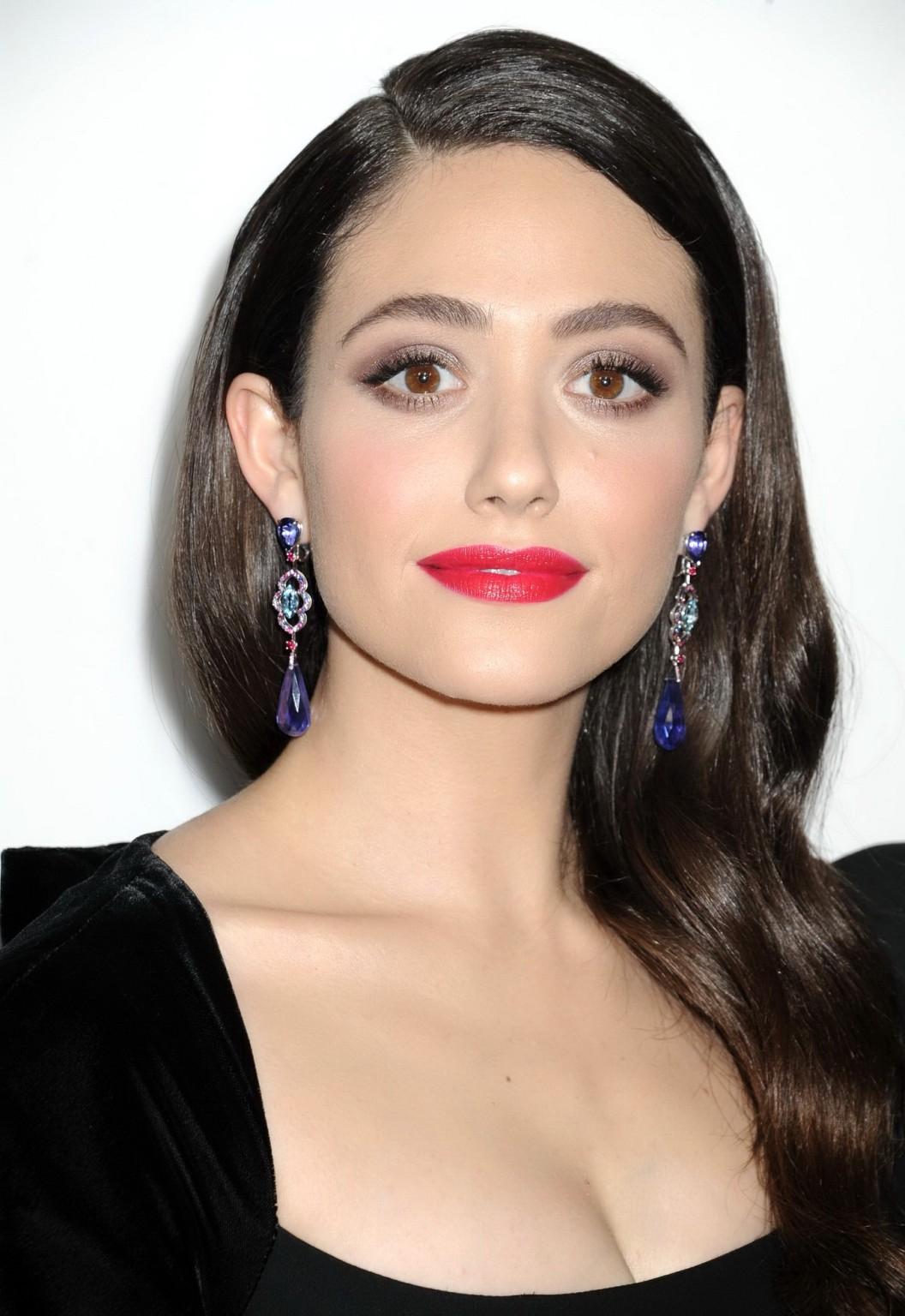 11P Emmy Rossum busty wearing a low cut black dress at the premiere of eOne Films Yo