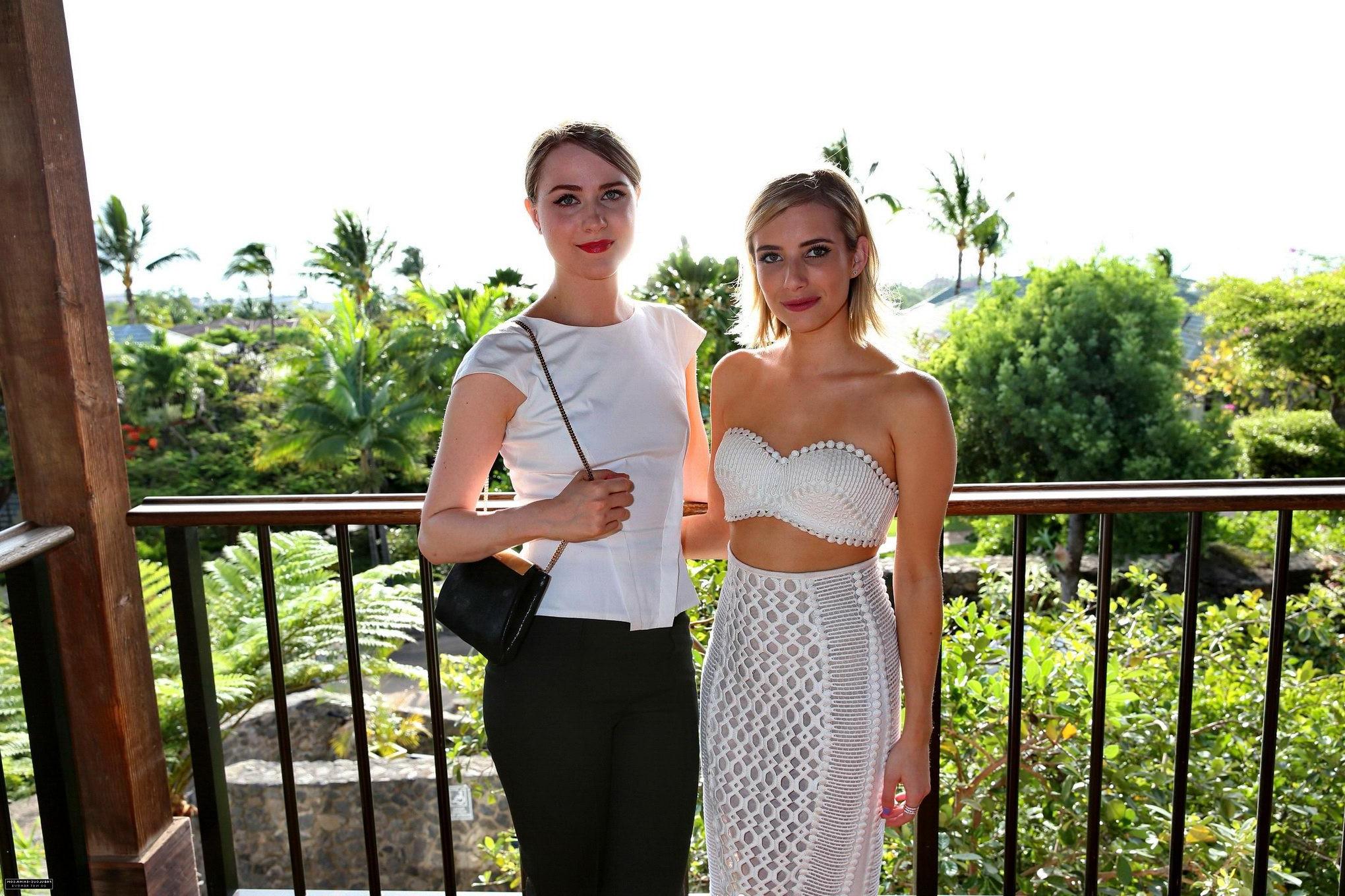 16P Emma Roberts looks very hot wearing a white tube top at the 2014 Maui Film Festi
