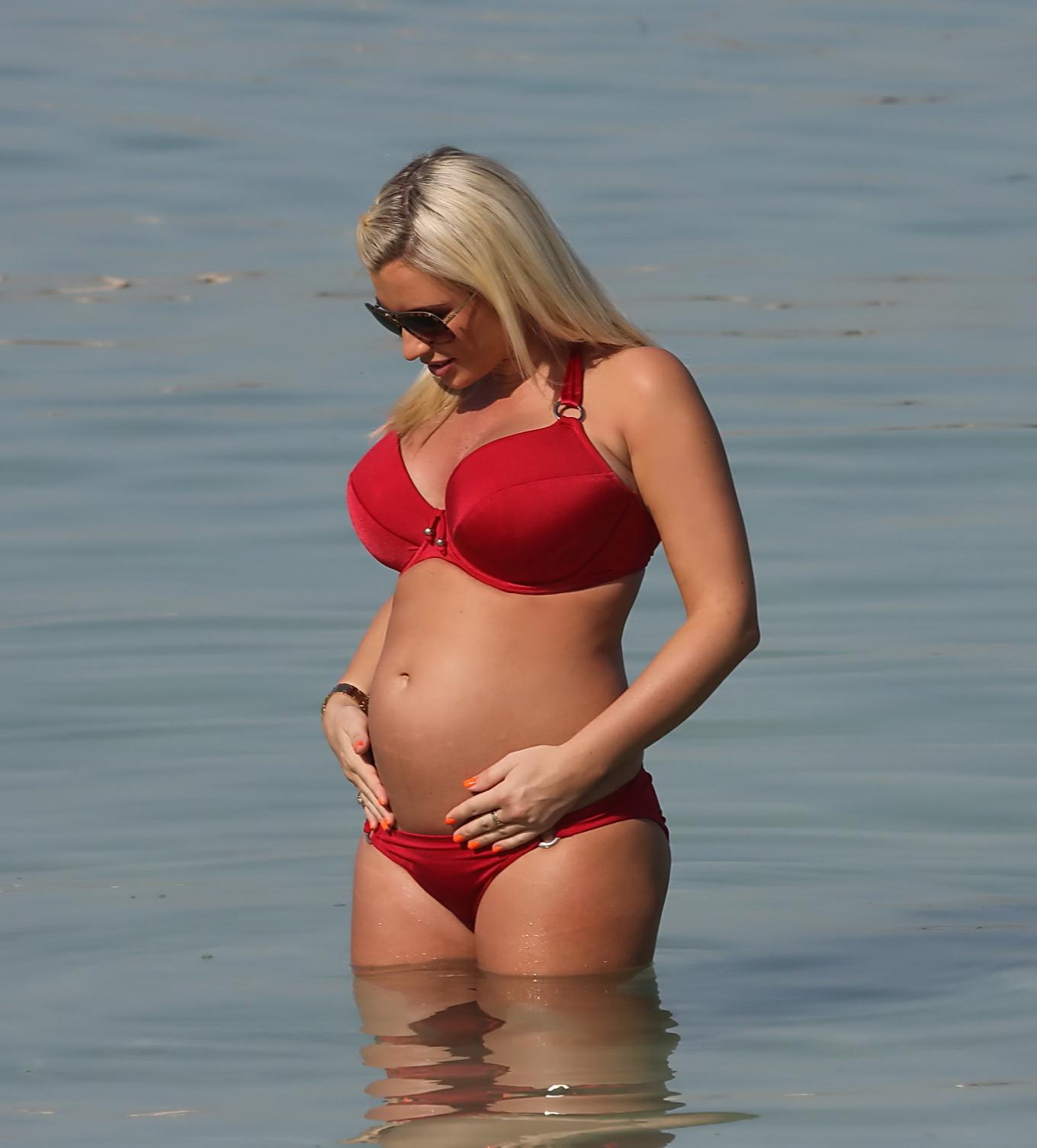 16P Sam and Billie Faiers wearing skimpy bikinis at the beach on a vacation in UAE