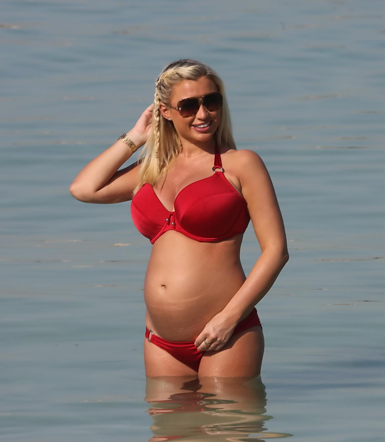16P Sam and Billie Faiers wearing skimpy bikinis at the beach on a vacation in UAE