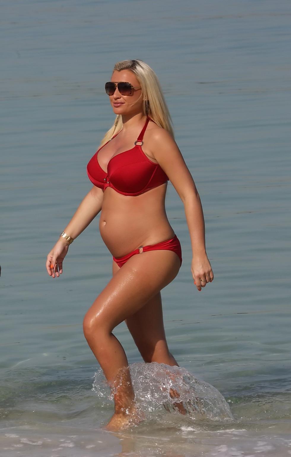 16P Sam and Billie Faiers wearing skimpy bikinis at the beach on a vacation in UAE