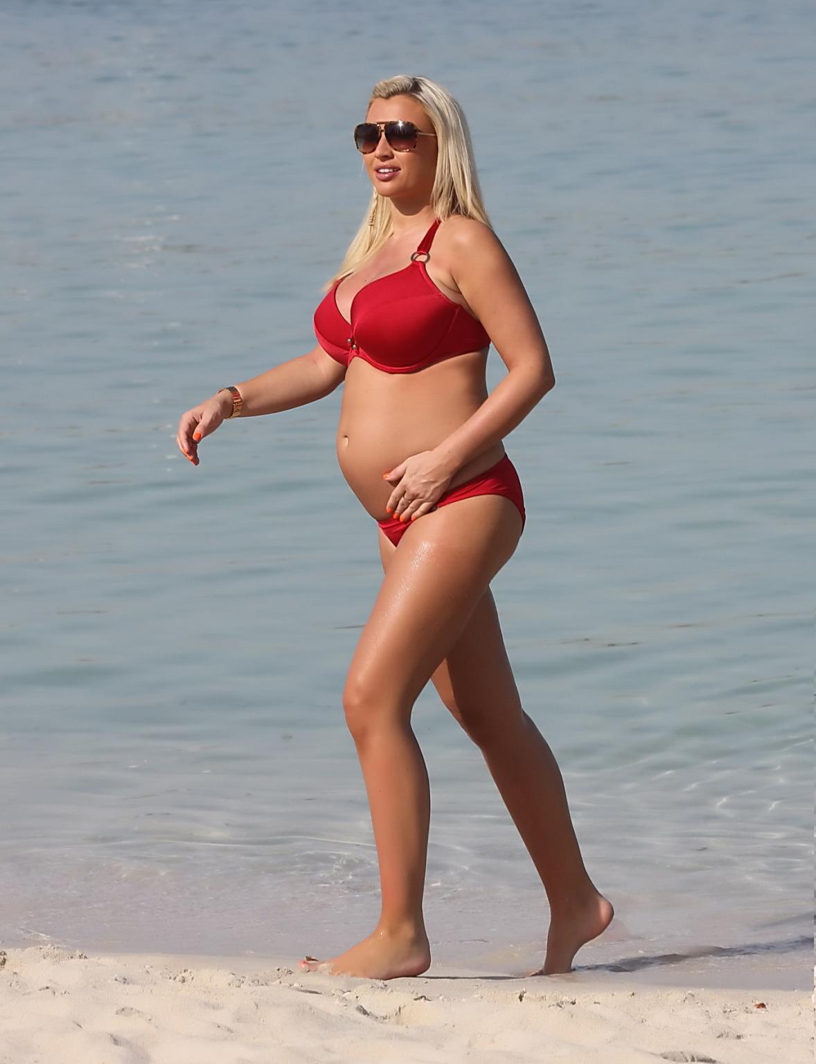 16P Sam and Billie Faiers wearing skimpy bikinis at the beach on a vacation in UAE