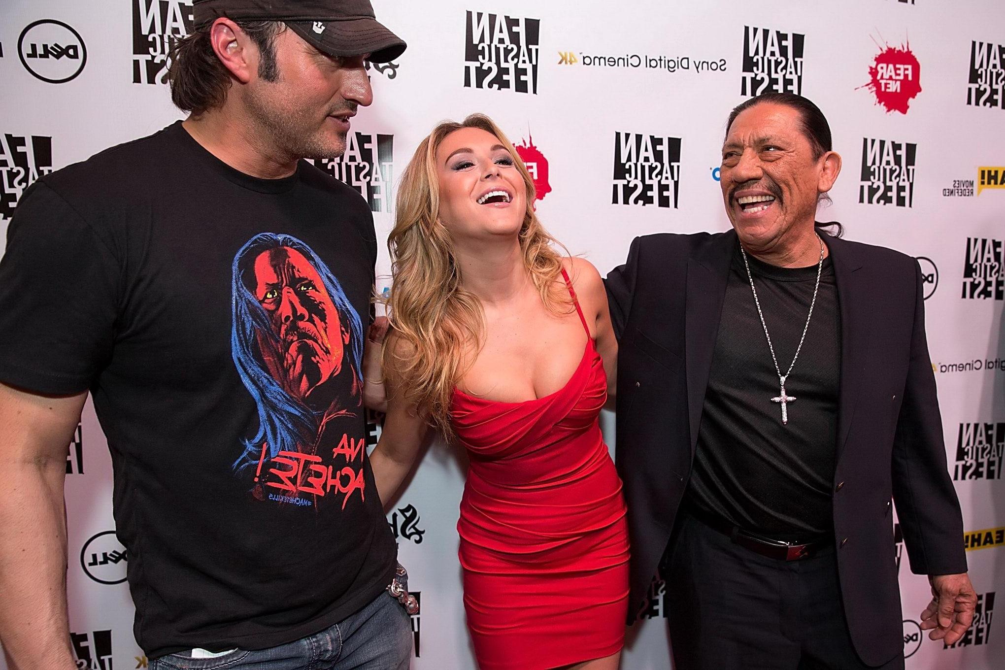 16P Busty Alexa Vega wearing a low cut red dress at the ' Machete Kills' premiere in