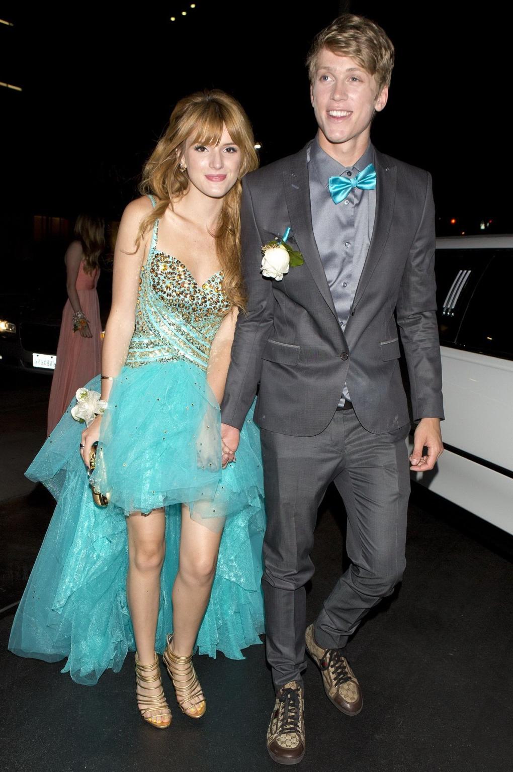 16P Bella Thorne cleavy and leggy in sexy dress arriving at a film promotion in Los 