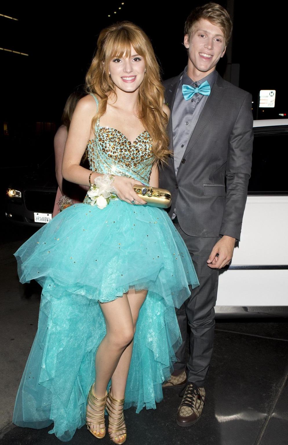 16P Bella Thorne cleavy and leggy in sexy dress arriving at a film promotion in Los 
