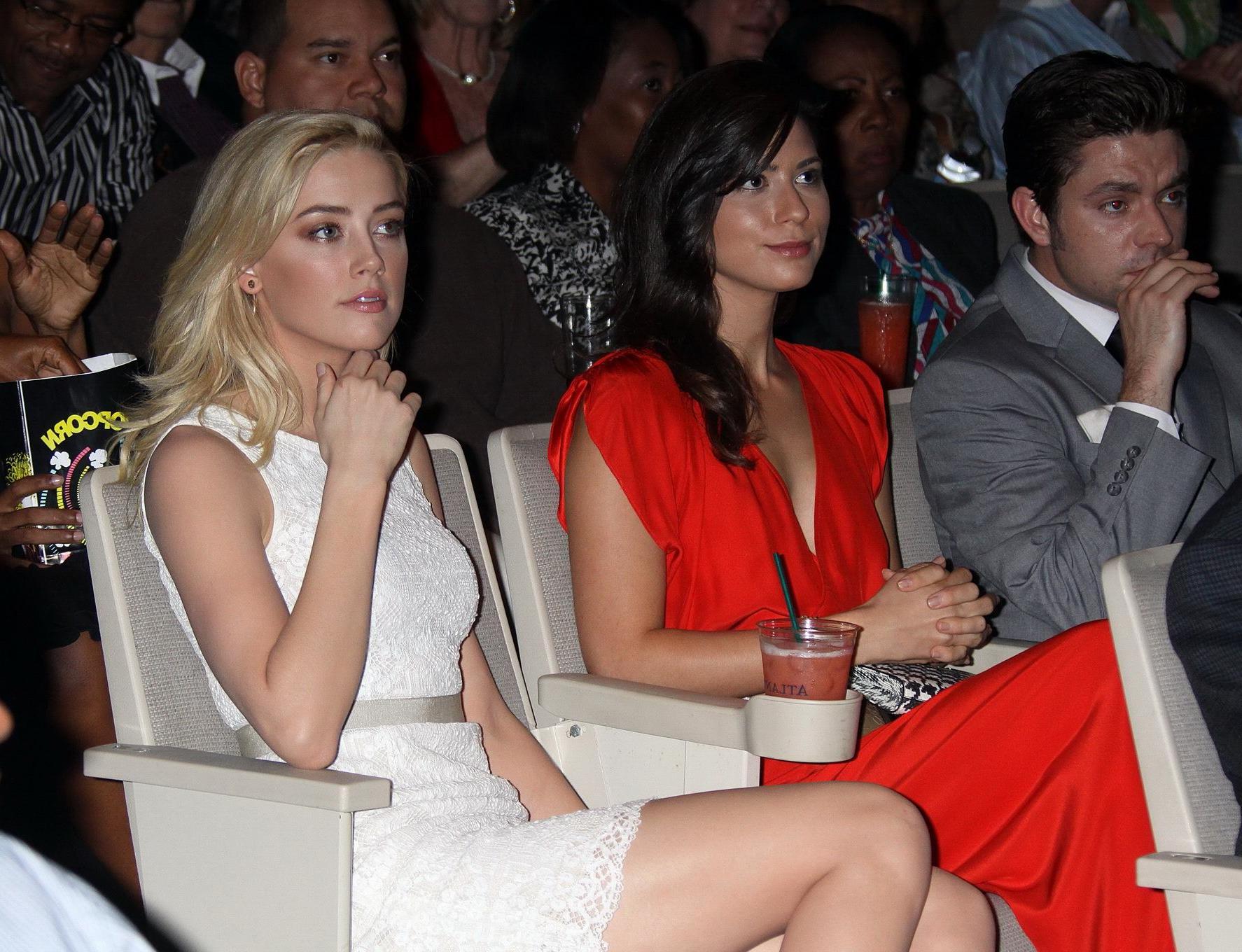 16P Amber Heard leggy wearing white dress at 8th Annual Bahamas International Film F