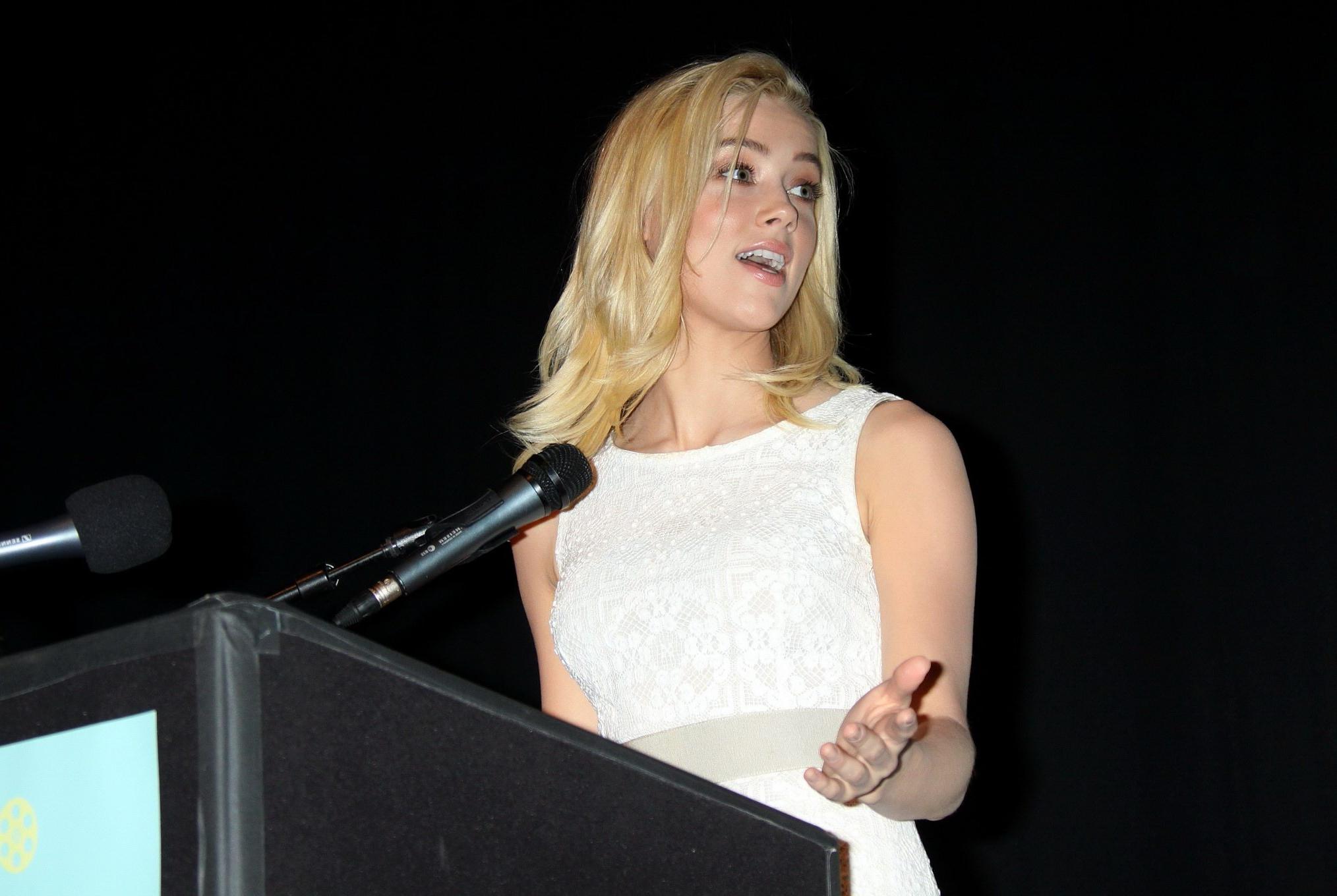 16P Amber Heard leggy wearing white dress at 8th Annual Bahamas International Film F