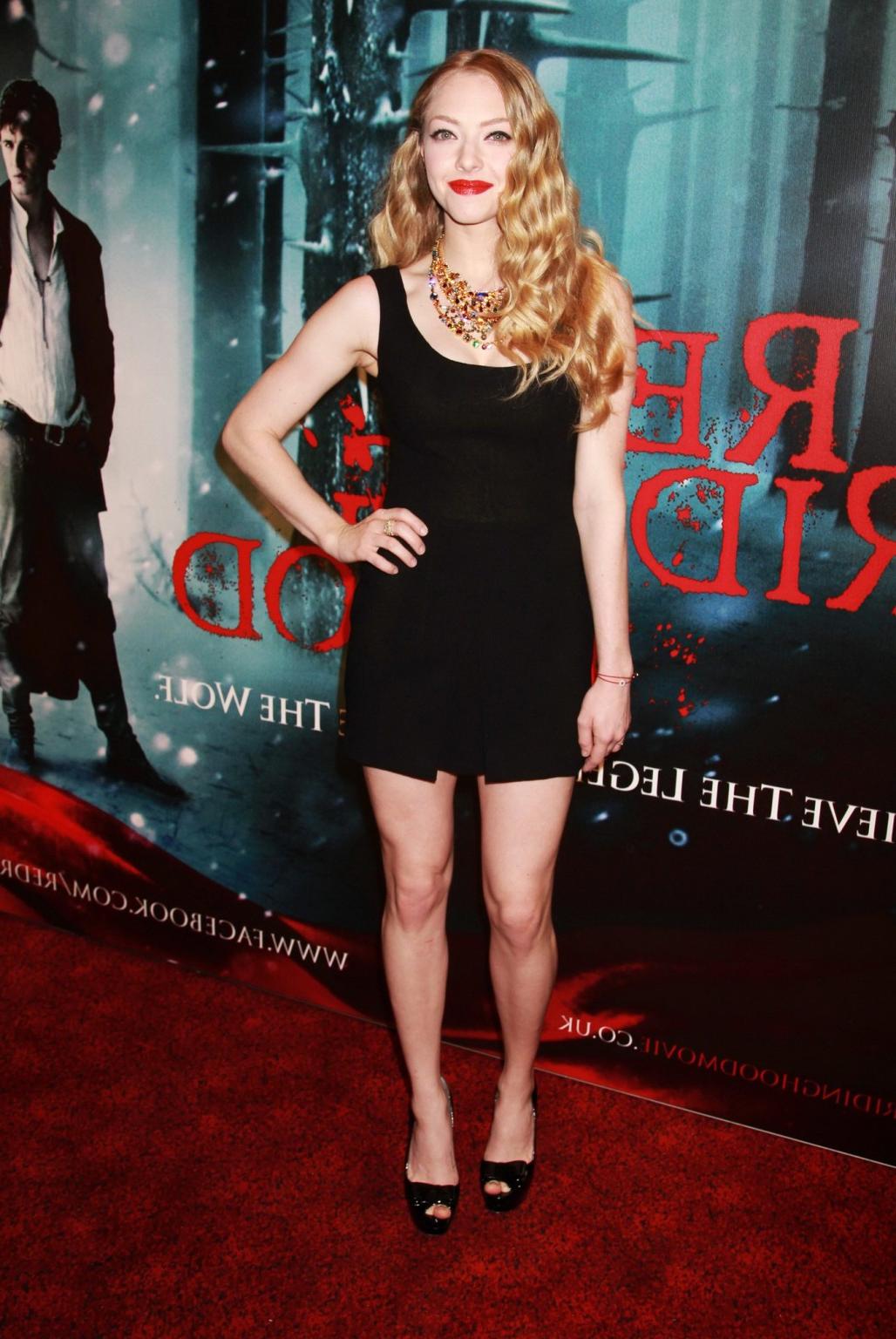 16P Amanda Seyfried leggy wearing little black dress at the 'Red Riding Hood' screen