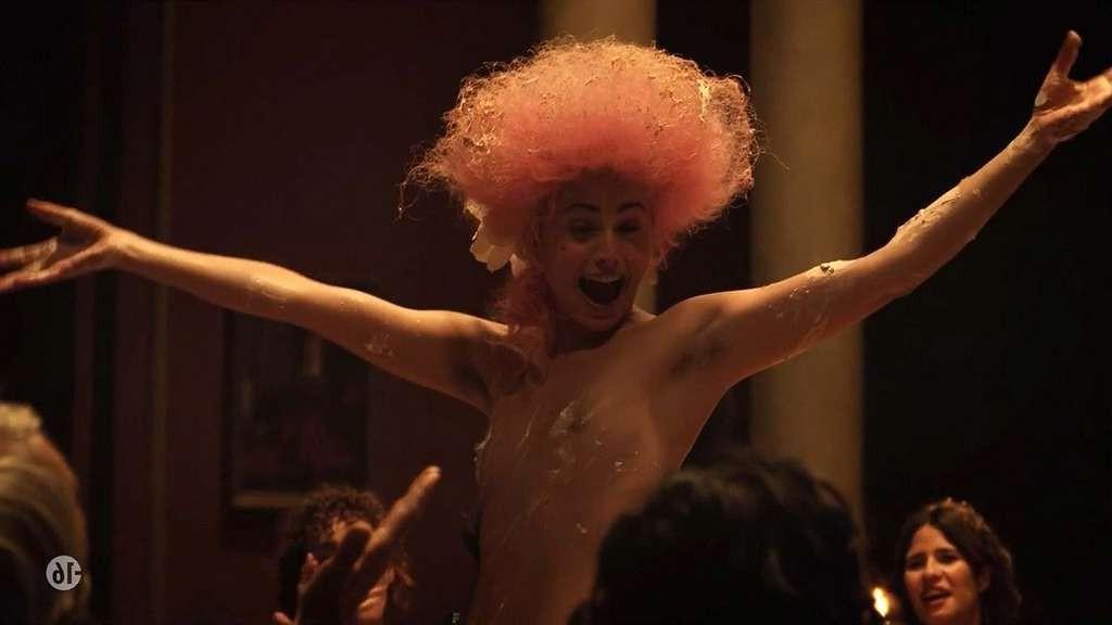 10P Anne Charrier exposing her nice tits and in stockings in nude movie scene