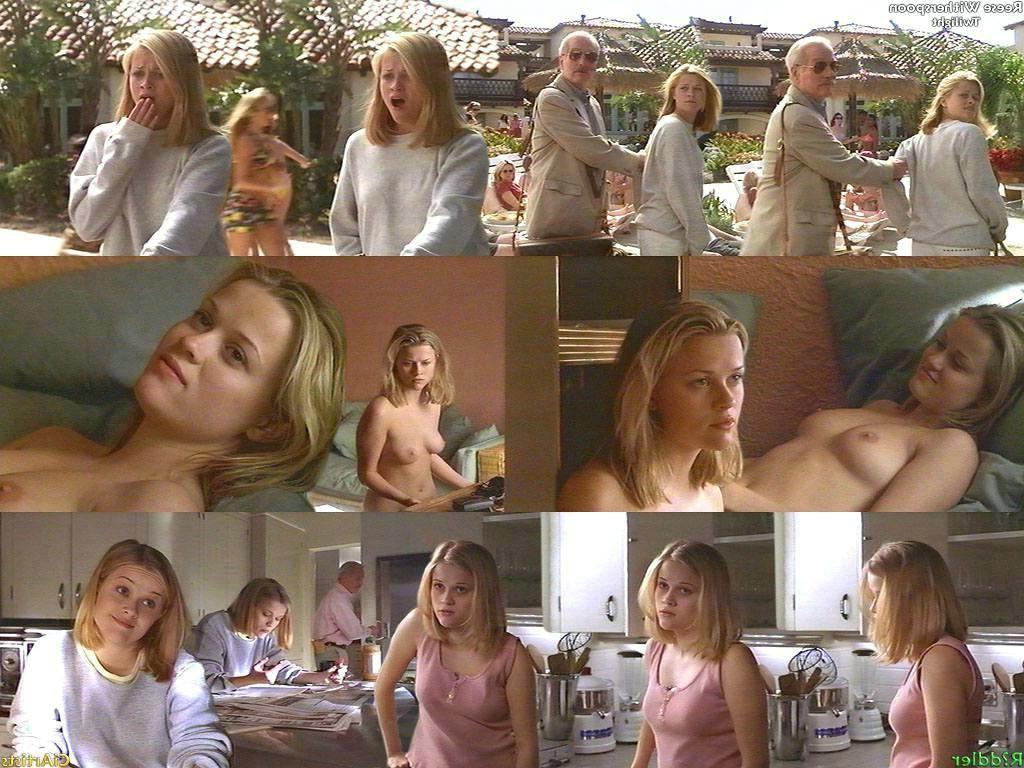 15P cute actress Reese Witherspoon topless in early B movie