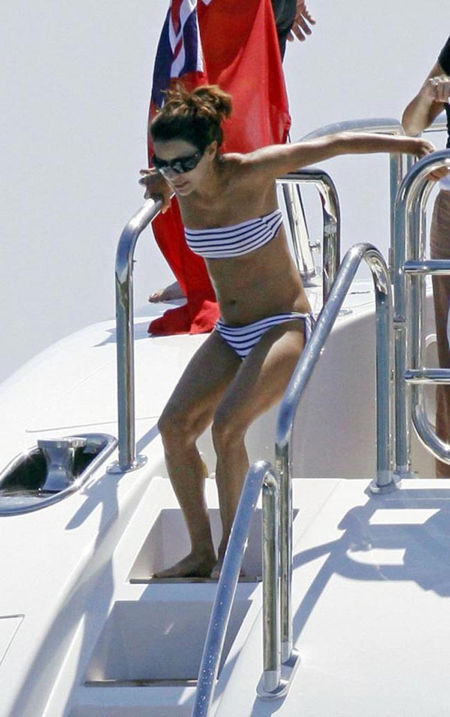 12P Eva Longoria posing in fetish latex lingerie