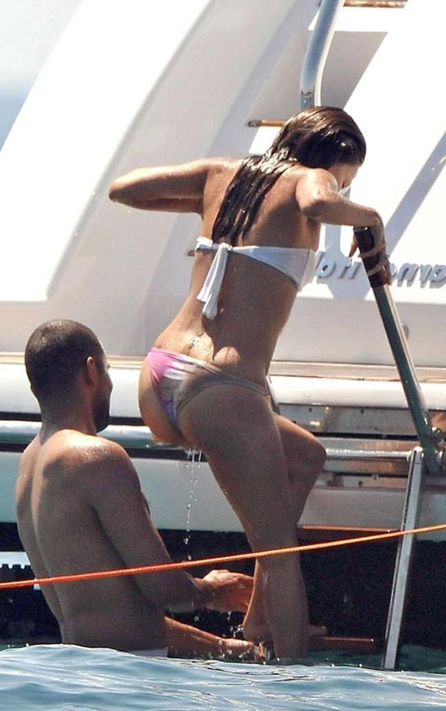 12P Eva Longoria posing in fetish latex lingerie