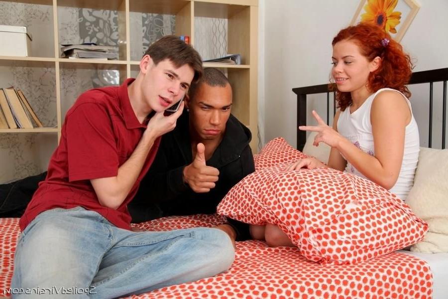 16P Redheaded teen virgin getting penetrated by black and white dicks