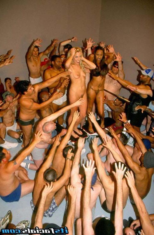 17P Hot blonde and ebony sluts bukkake gangbang fetish session