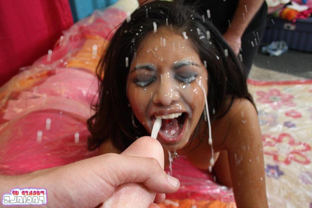 17P Hot latina babe hardcore group sex and bukkake jizz fetish