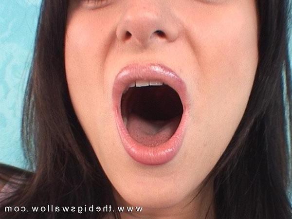 16P Brunette plays with her clit while fucking a hard cock before she swallows the j