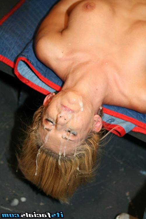 17P Blonde in sexy lingerie and stockings bukkake facial fetish