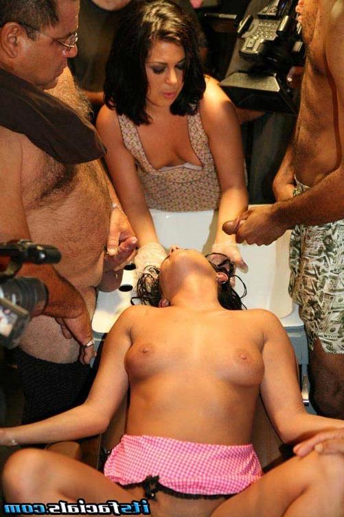 17P Nice tits brunette babe hardcore bukkake cumshot fetish